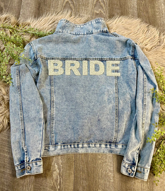 Varsity Pearl Lettered Bride Denim Jacket