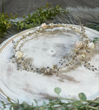 Flower Crystal Pearl Gold Hairband