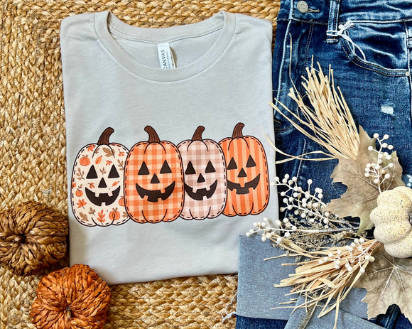 Faux Fabric Pumpkins Heather Dust Tee