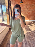 Oversized VNeck Tee & Bike Shorts Set