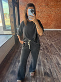 Drawstring Ribbed Pants & Top Set