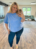 Acid Wash Short Sleeve Tops - Curvy