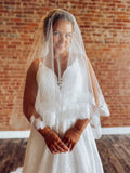 Chantilly Lace Fold Over Veil
