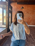 Gingham Blossoms Ribbed Top