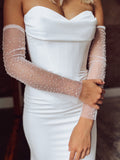 Tulle Fitted Pearl Sleeves