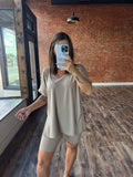 Oversized VNeck Tee & Bike Shorts Set
