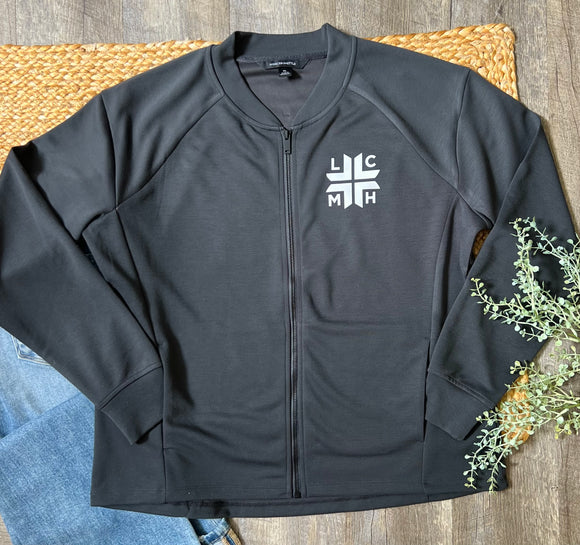 LCMH Women's Double Knit Grey Bomber Jacket