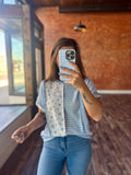 Gingham Blossoms Ribbed Top
