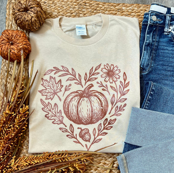 Fall Heart Cream Tee