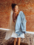 Pearl Sleeve Bride Denim Jacket