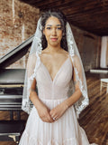 Blush Floral Lace Veil