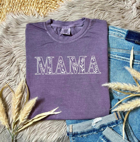 Outline Mama Wine Comfort Colors Tee