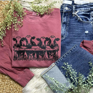 Cow Row Brick Comfort Colors Light Weight Crewneck