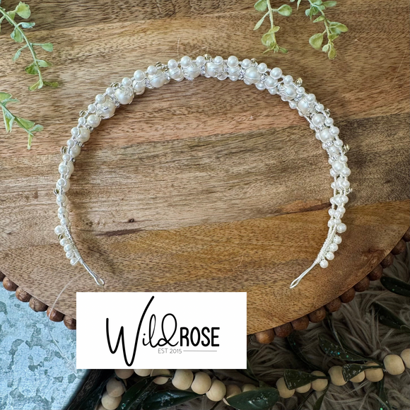 Pearls & Crystals Silver Headband