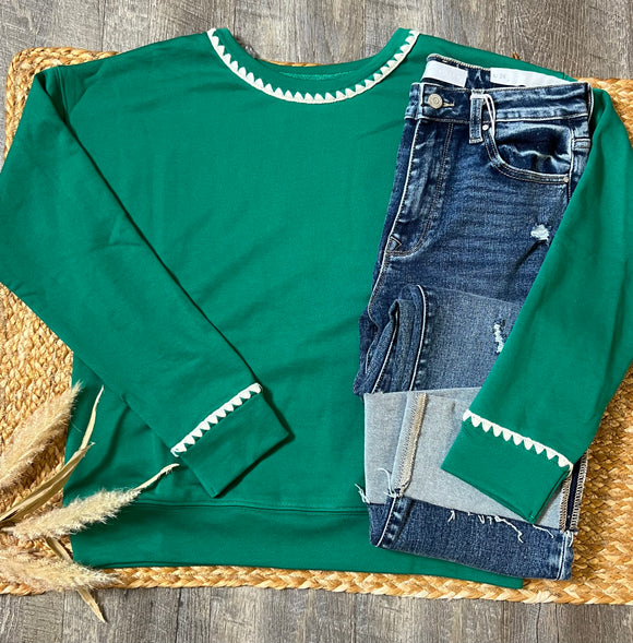 Blanket Stitched Sweater Top