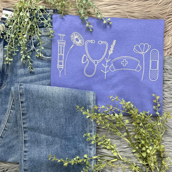 Floral Nurse Design Tee