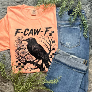F-Caw-F Neon Cantaloupe Comfort Colors Tee