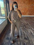 Drawstring Ribbed Pants & Top Set