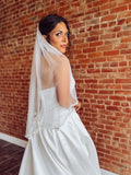 Leafy Pearl Trim Finger Tip Veil