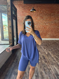 Oversized VNeck Tee & Bike Shorts Set