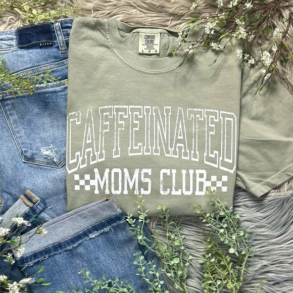Caffeinated Moms Club Sandstone Comfort Colors Tee