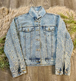 Pearl Sleeve Bride Denim Jacket