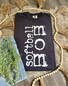 Softball Mom Graphite Comfort Colors Tee