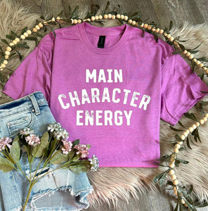 Main Character Energy Heather Radiant Orchid Tee