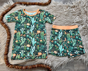 Blooming Cactus Bamboo Short Sleeve Set