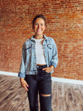 Pearl Sleeve Bride Denim Jacket