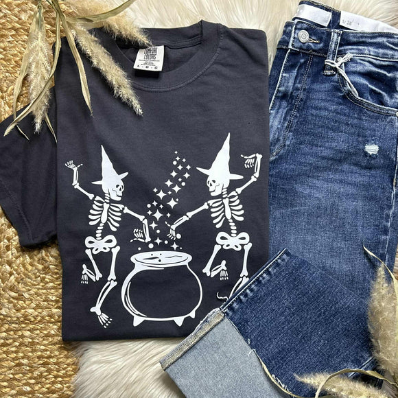 Dancing Skeleton Witches Graphite Comfort Colors Tee