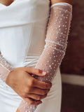 Tulle Fitted Pearl Sleeves