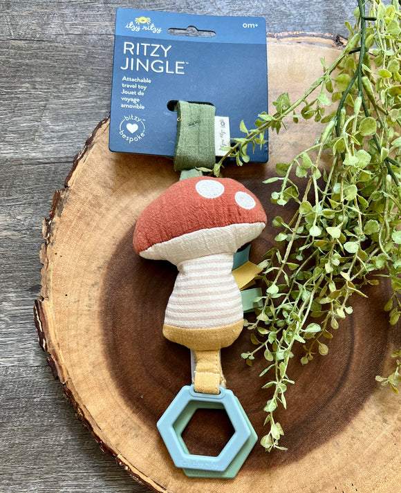 Itzy Ritzy: Ritzy Jingle Attachable Travel Toy- Mushroom