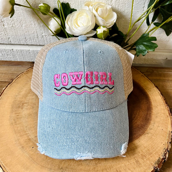 Katydid: Cowgirl Trucker Hat- Denim Blue